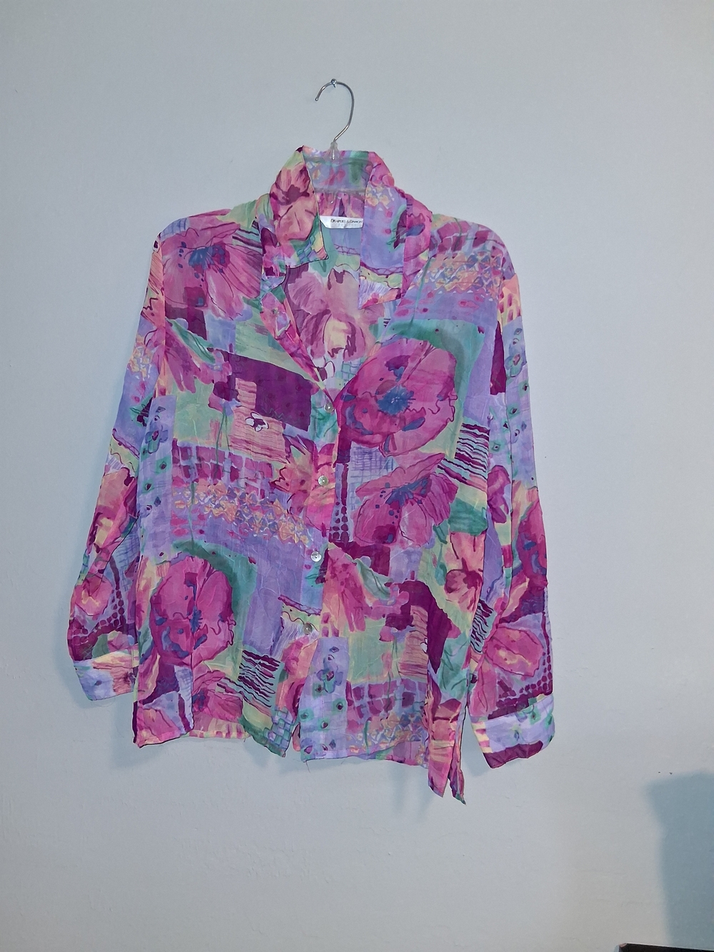 Floral Pink Multi-Color Button-Down Blouse